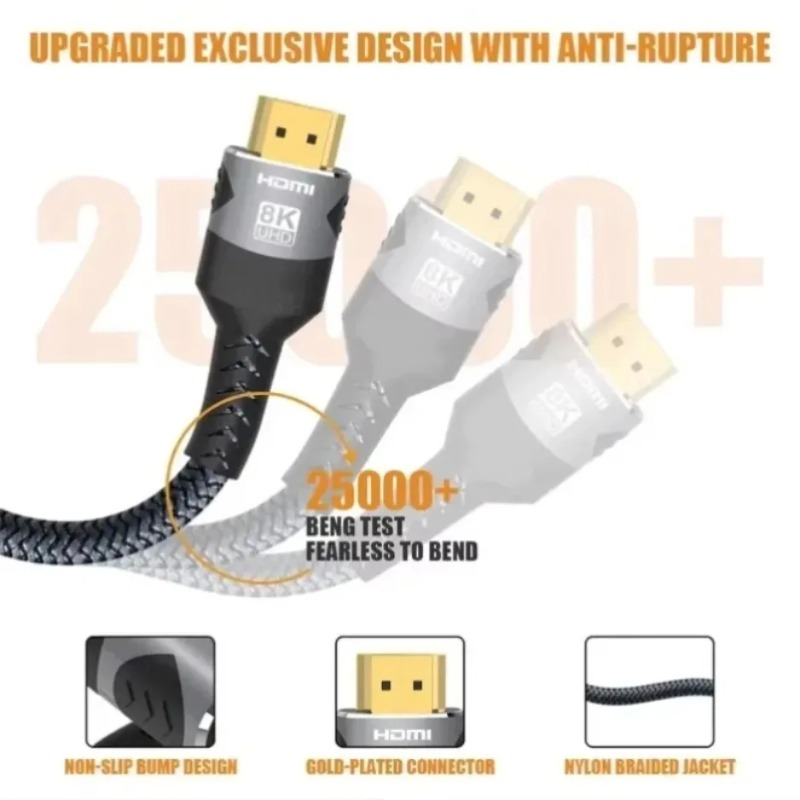 8K UHD HDMI Cable 2.1 High Spe - Gaming Console Definition ulasan dan harga