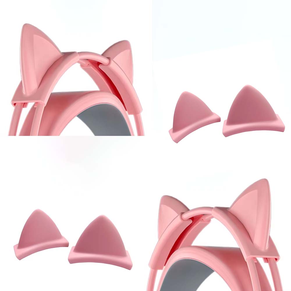 Pink Silicone Cat Ears Pendant - Gaming Headset Wired ulasan dan harga
